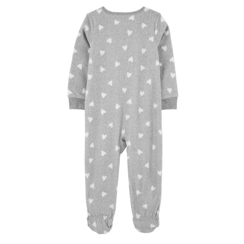 NWT Carter's Gray with pink owl fleece footie pajamas 2T
